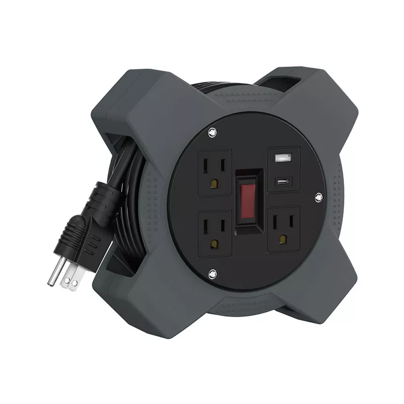 3 розетка Usb пластикалық сым катушкасы 20 фут