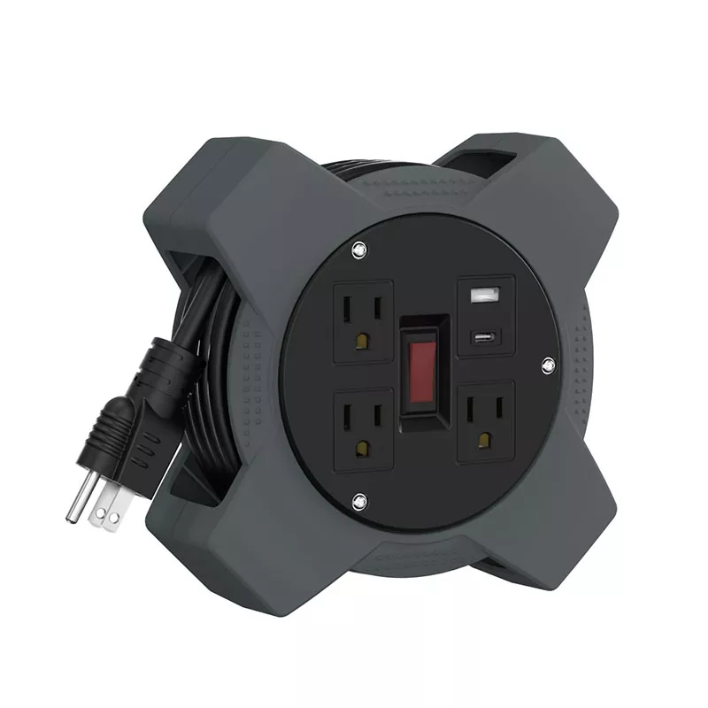 3 розетка Usb пластикалық сым катушкасы 20 фут