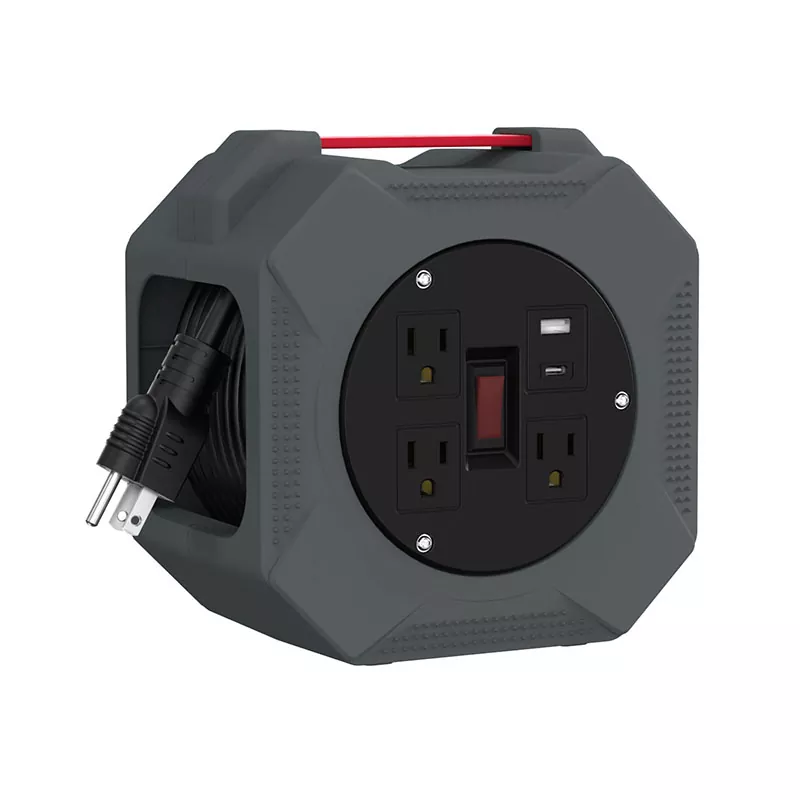 3 розетка Usb2.4a пластикалық сым катушкасы 30 фут